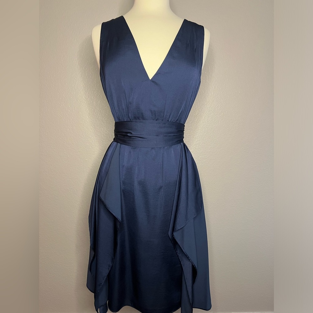 BCBGMaxAzria Cahya Ruffle Satin Dress